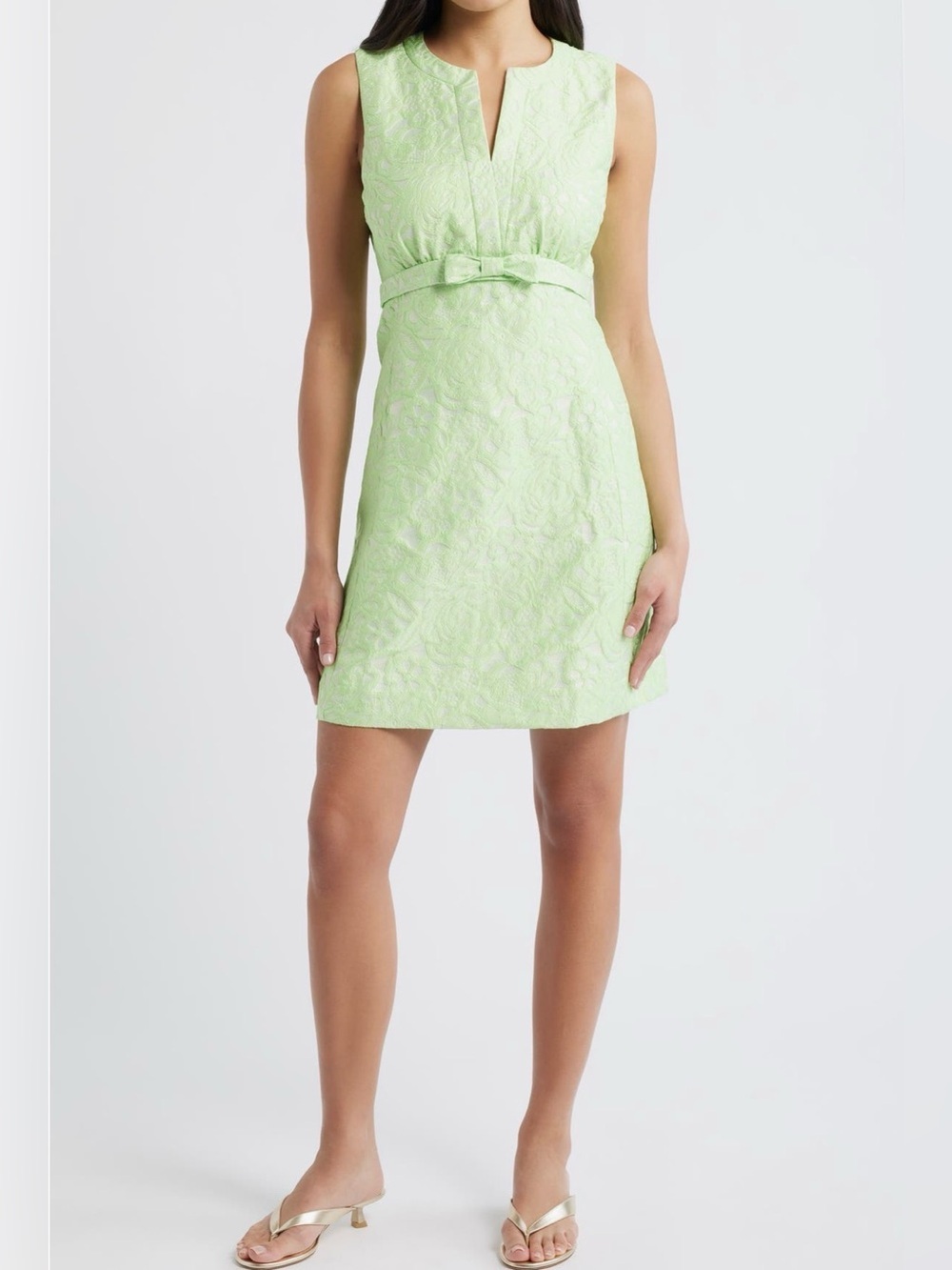 Lilly Pulitzer Sobel Shift Sleeveless Dress Pistachio Macaron Floral Bow Size 2